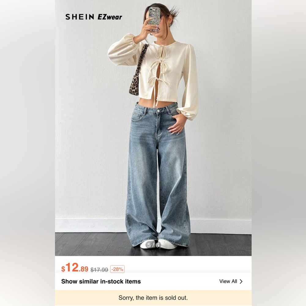 SHEIN Ivory Top with Front Tie